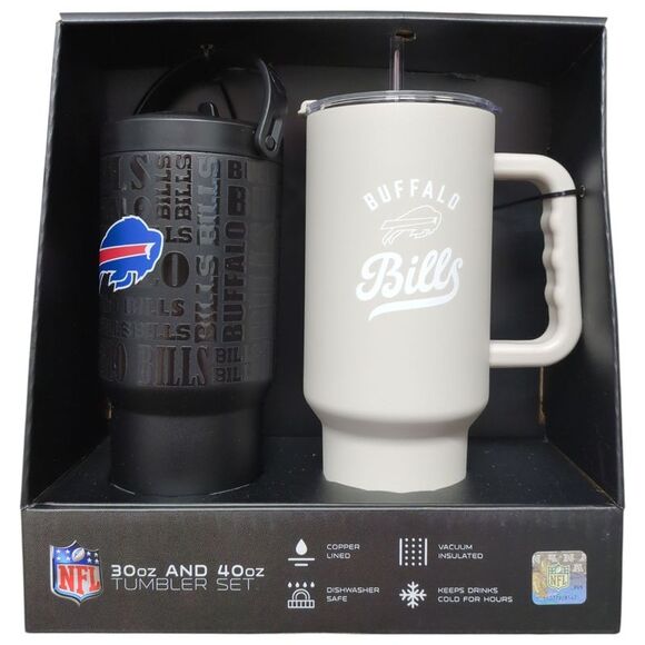 Buffalo Bills - Logo Brands NFL Branded Powder Coated Stainless Steel Tumbler Se - Picture 1 of 2